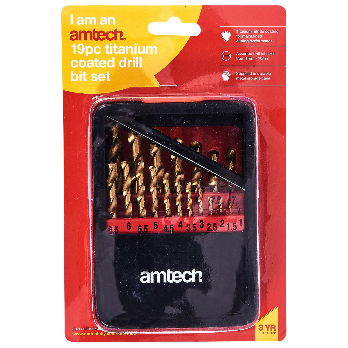 Amtech 19pc Titanium Coated Drill Bit Set - Image 2