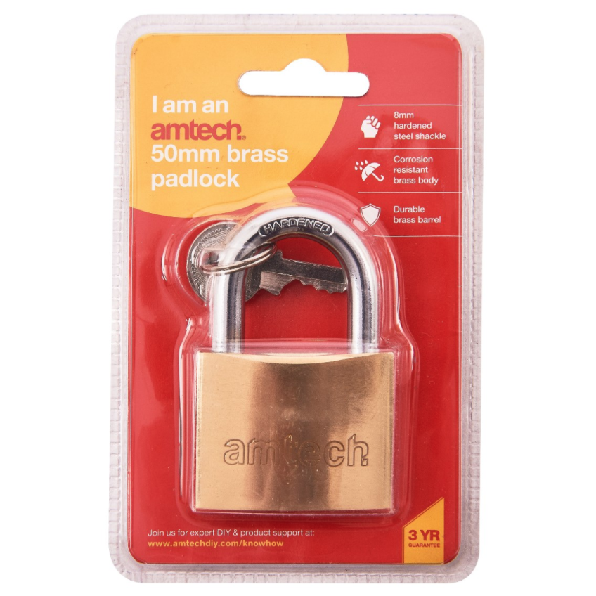 Amtech 50mm Brass Padlock - Image 2