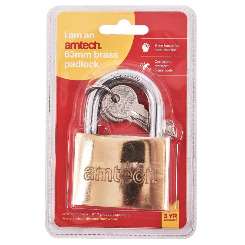 Amtech 63mm Brass Padlock - Image 2